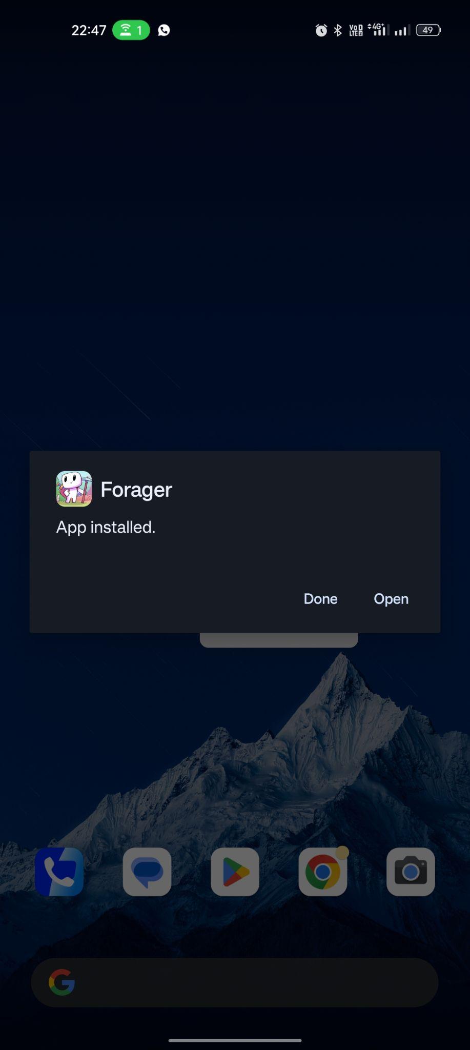 Forager apk installed
