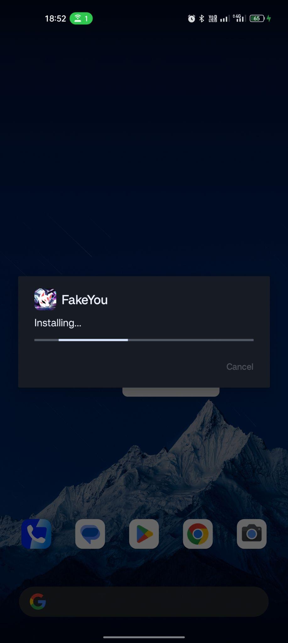 Fake You apk installing