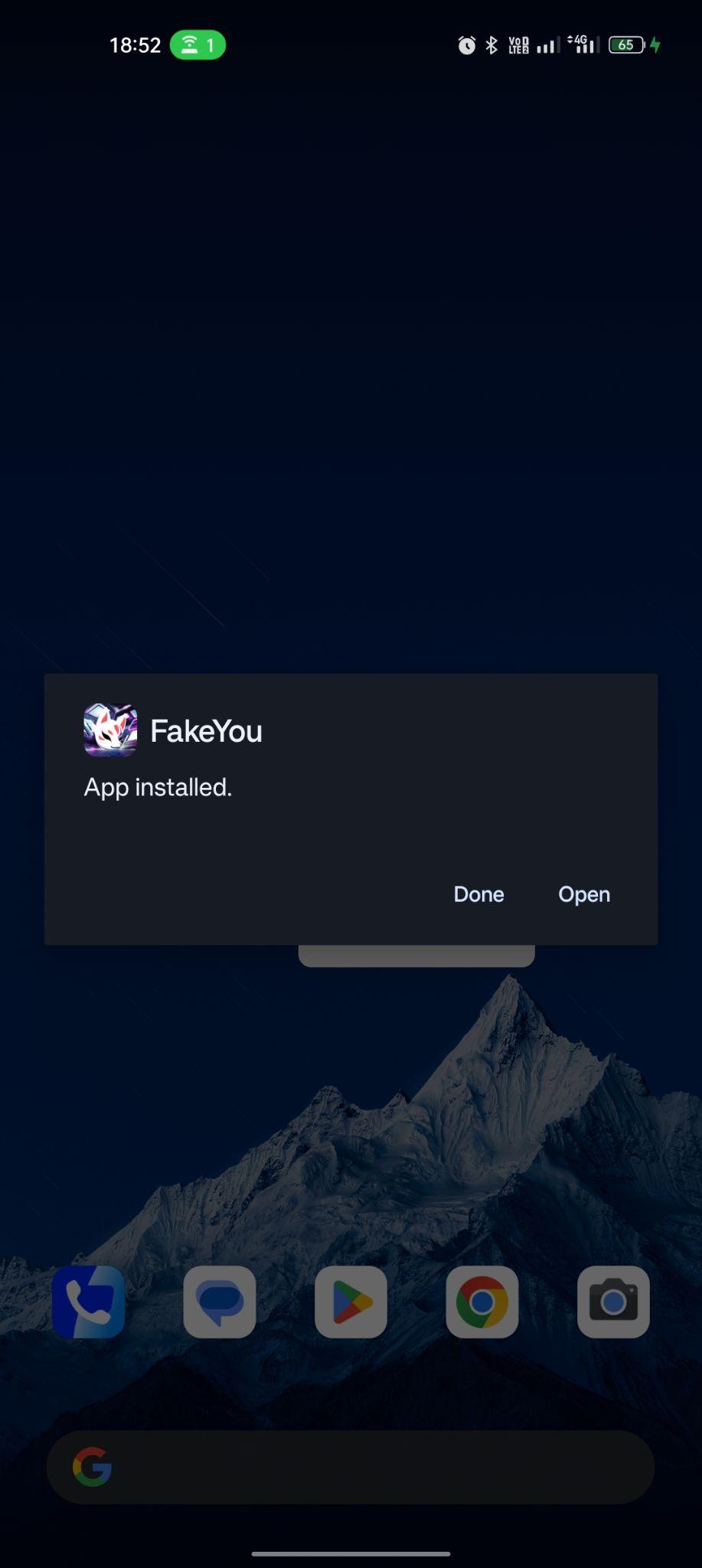 Fake You apk installed