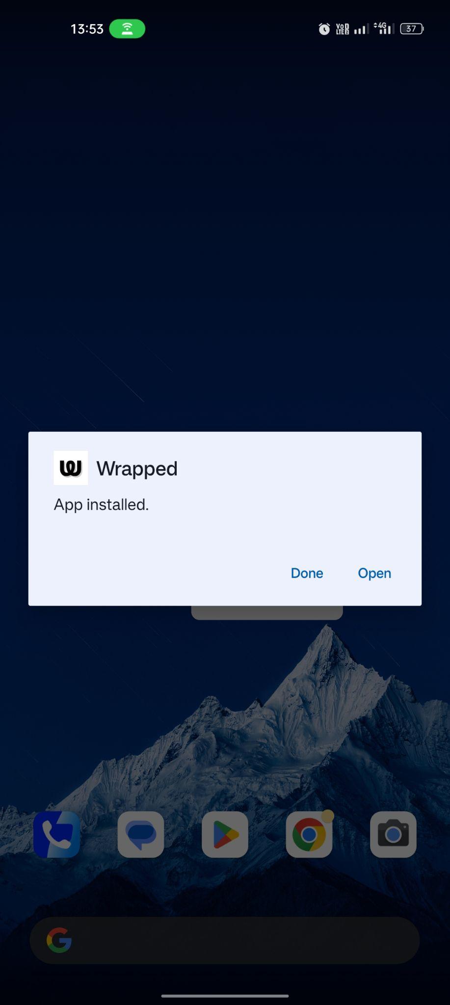 IG Wrapped apk installed