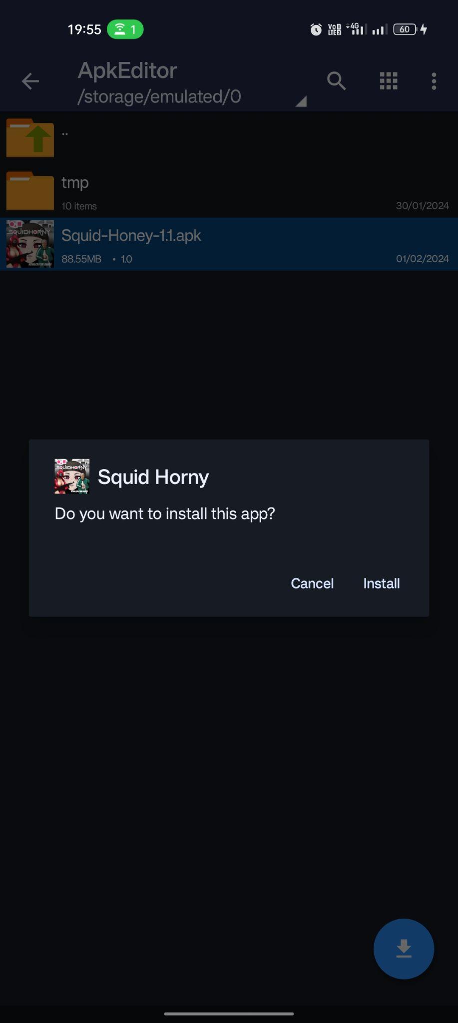 click on install