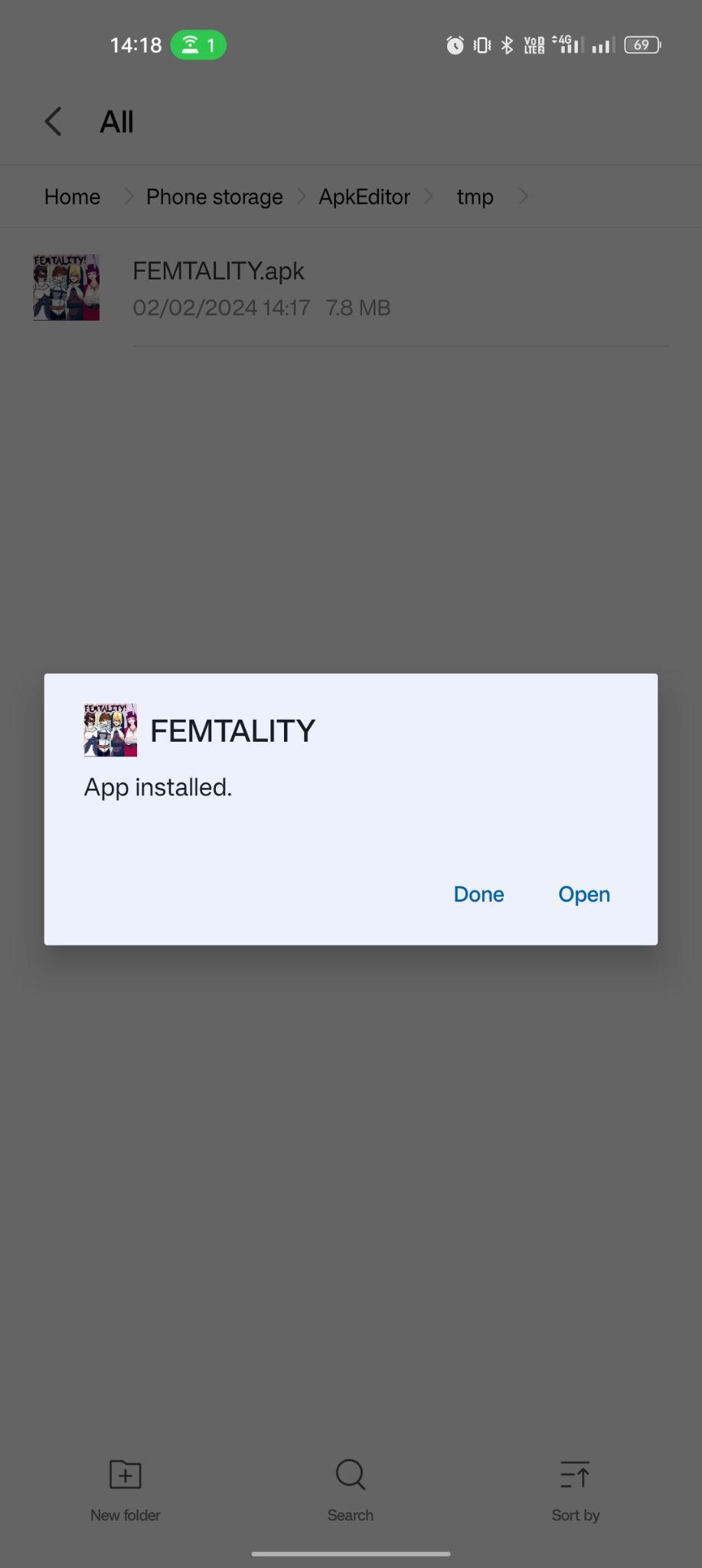 FEMTALITY apk installed