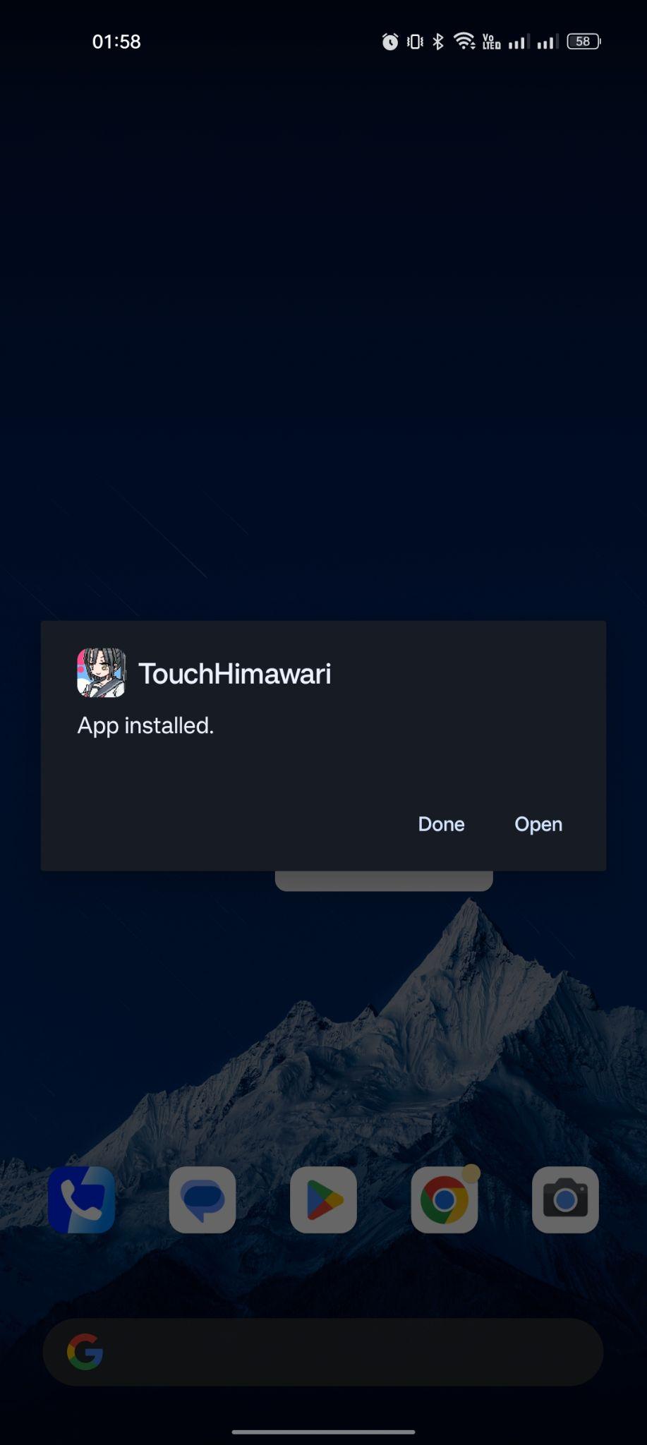 Touch Himawari apk installed