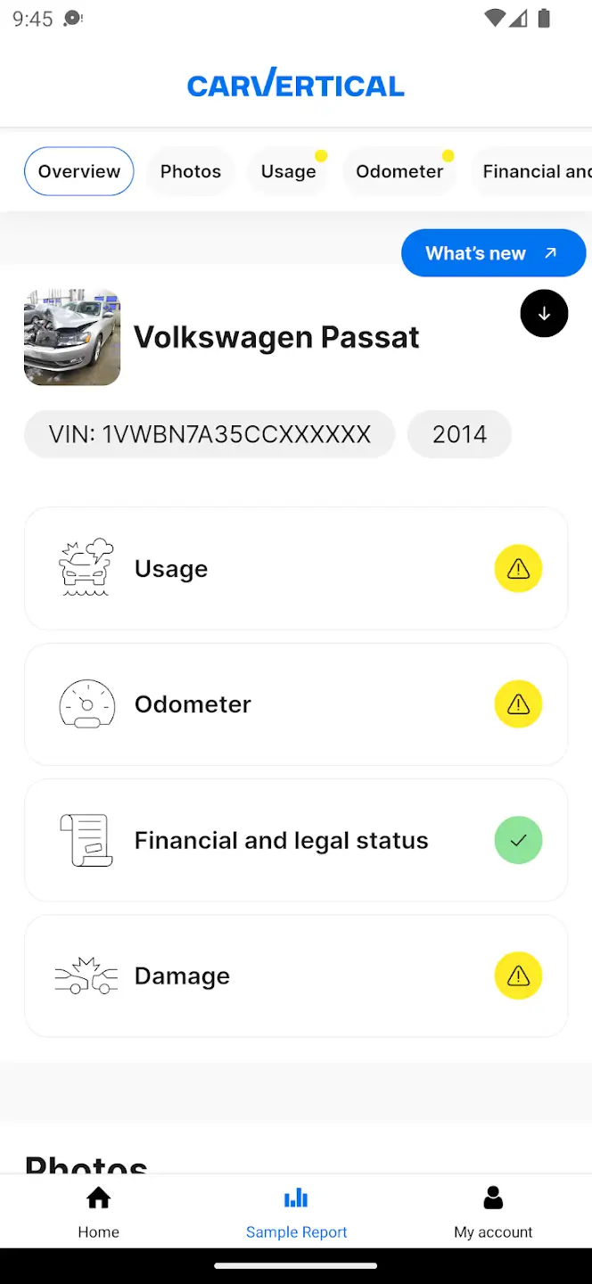 carVertical screenshot