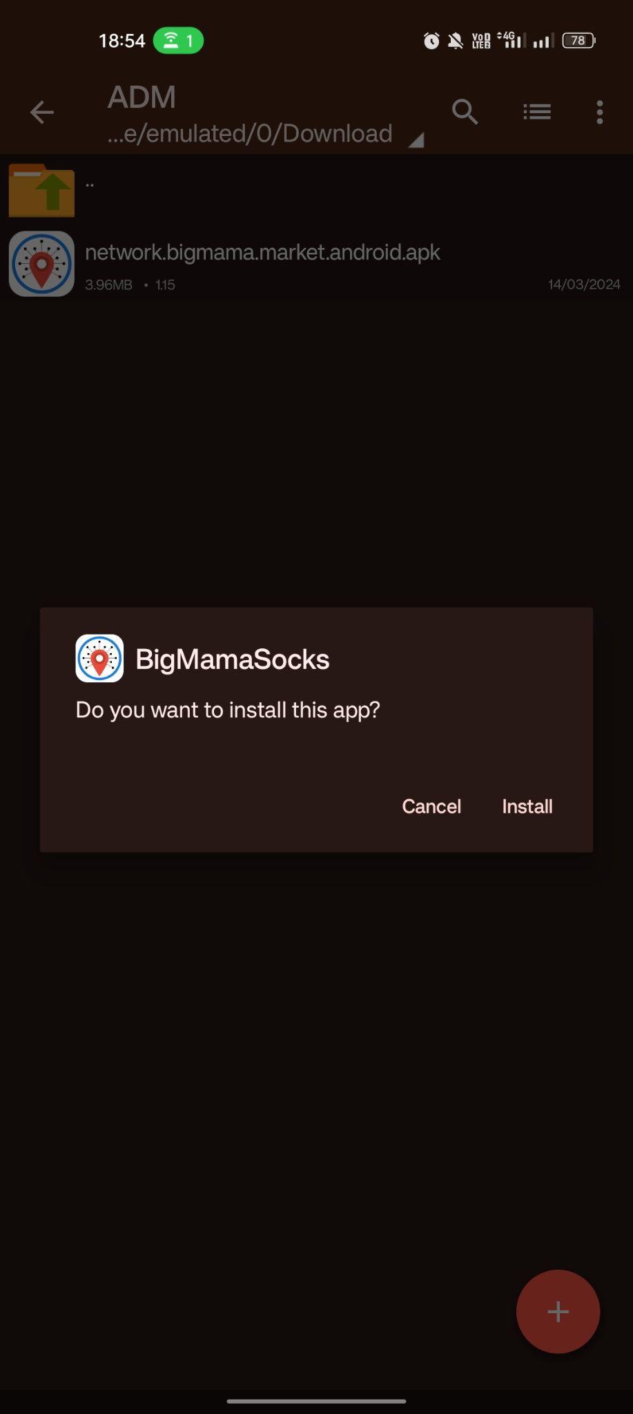 click on install
