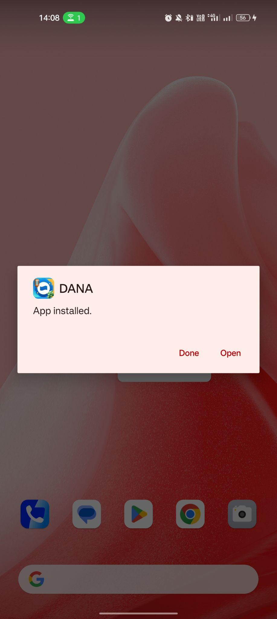 DANA apk installed