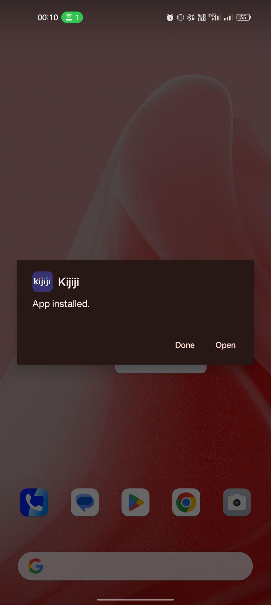 Kijiji apk installed