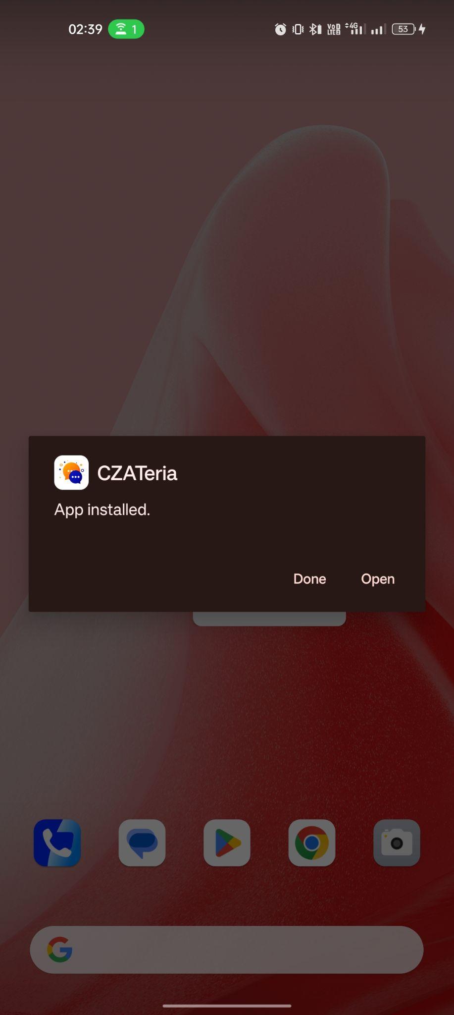 CZATeria apk installed