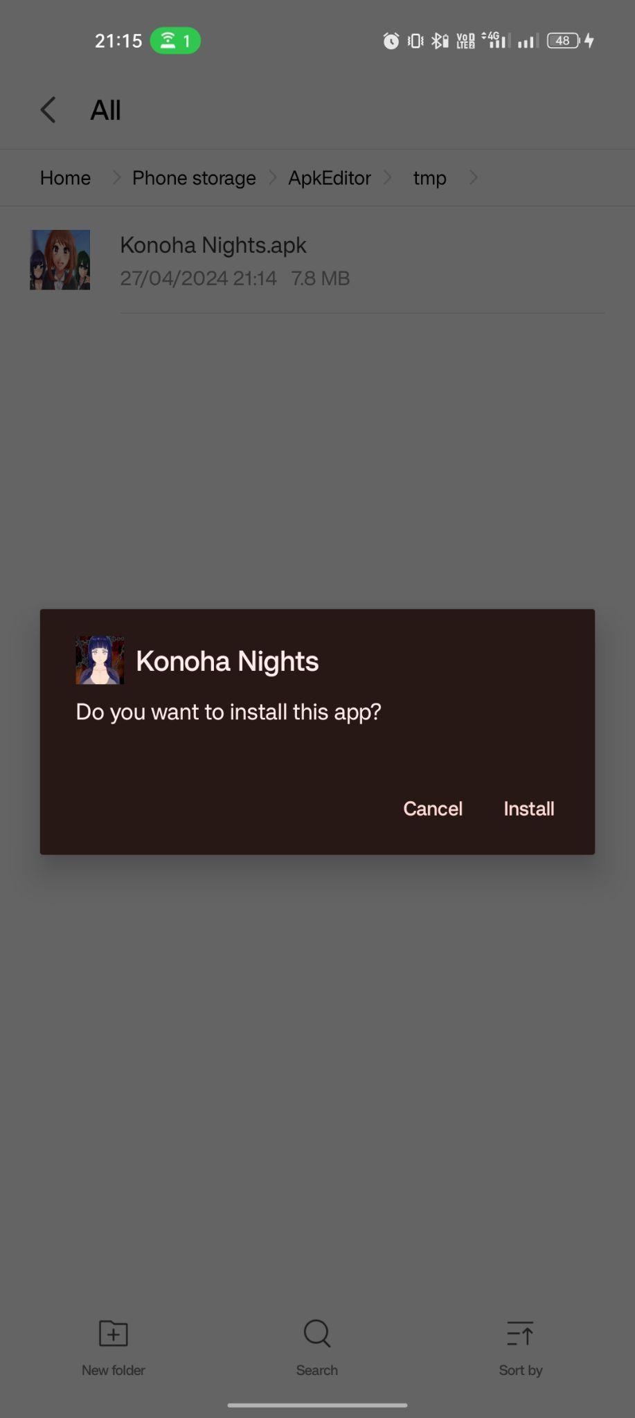click on install