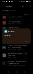 GoWish click on install