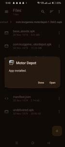 Motor Depot apk installed