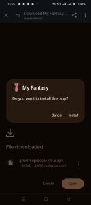 click on install