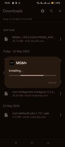 MGM+ apk installing