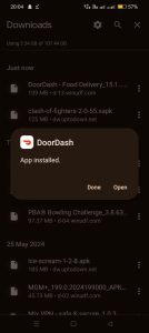 DoorDash apk installed