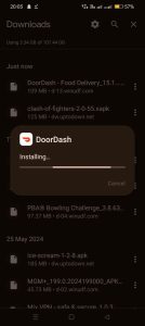 DoorDash apk installing