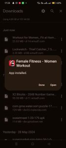 Female Fitness apk installed