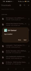 Girl Genius apk installed