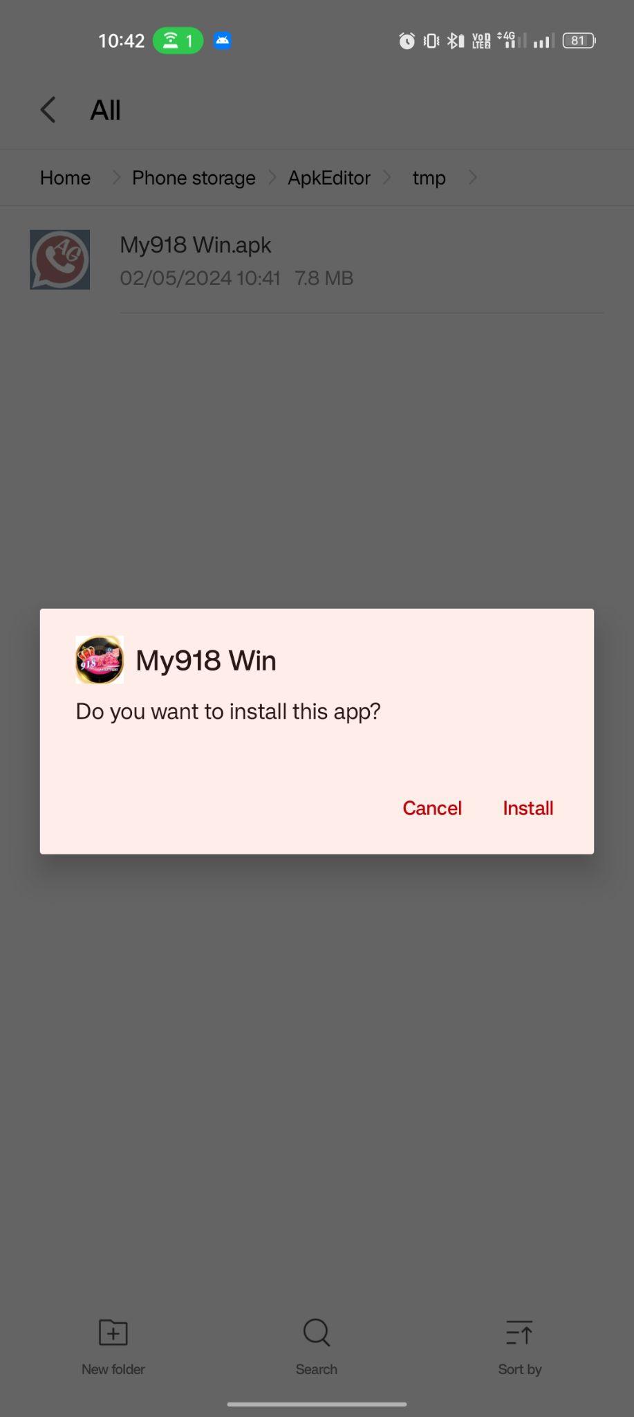 click on install