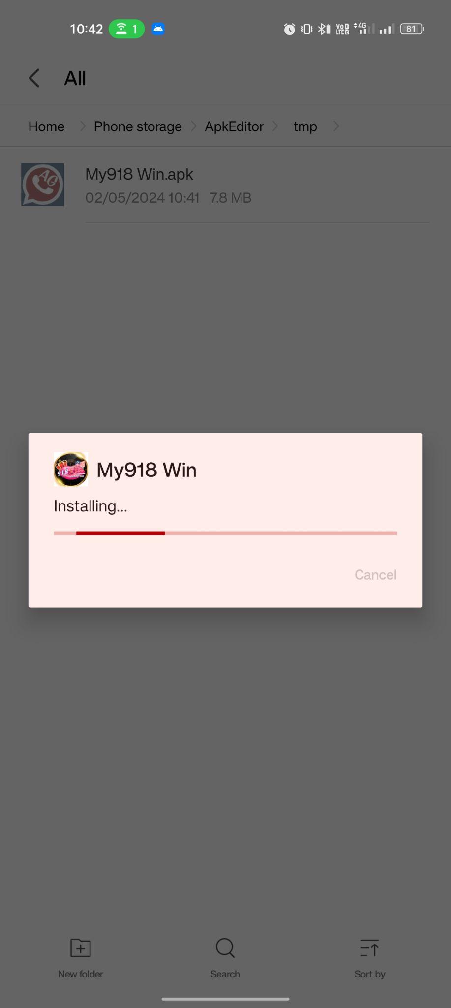 My918 Win apk installing