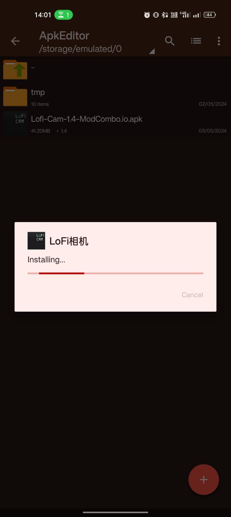 Lofi Cam apk installing