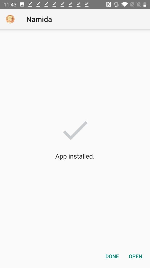 Namida Installed