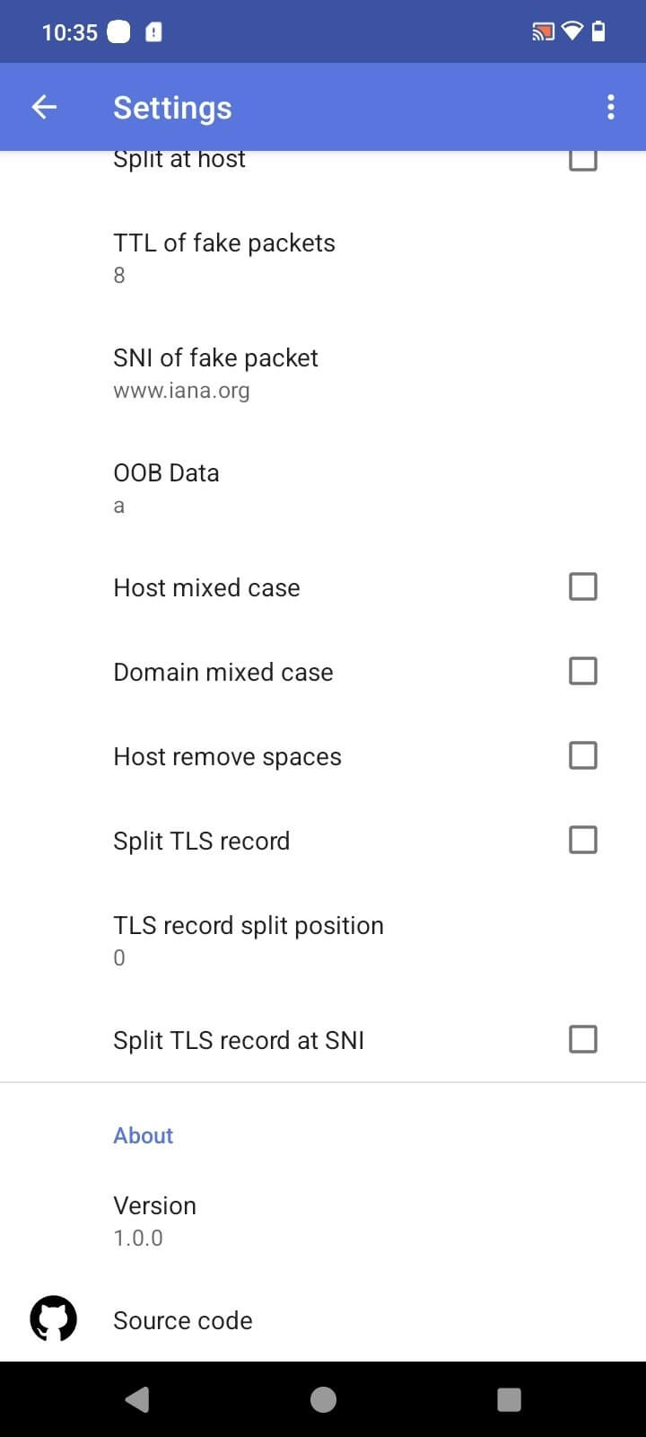 Byedpi screenshot