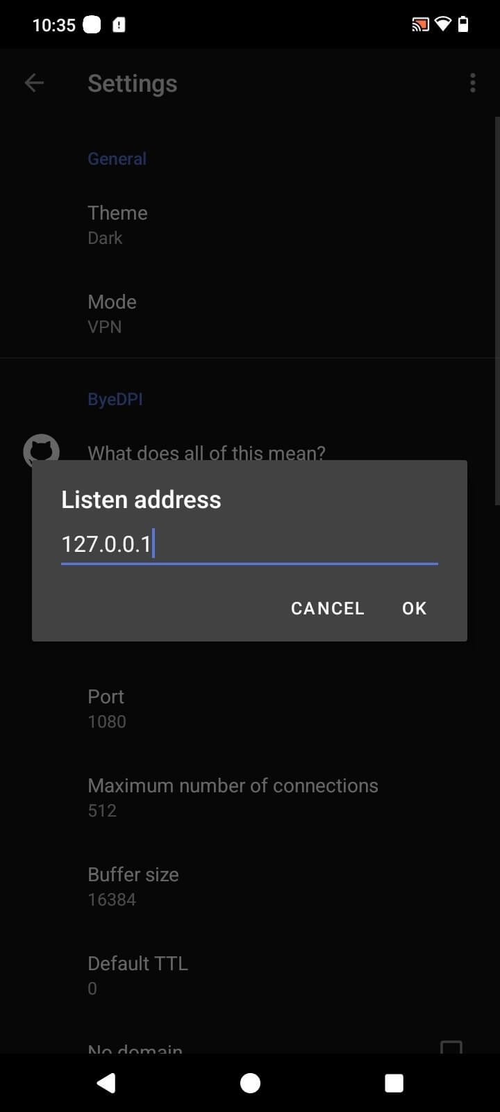 Byedpi screenshot