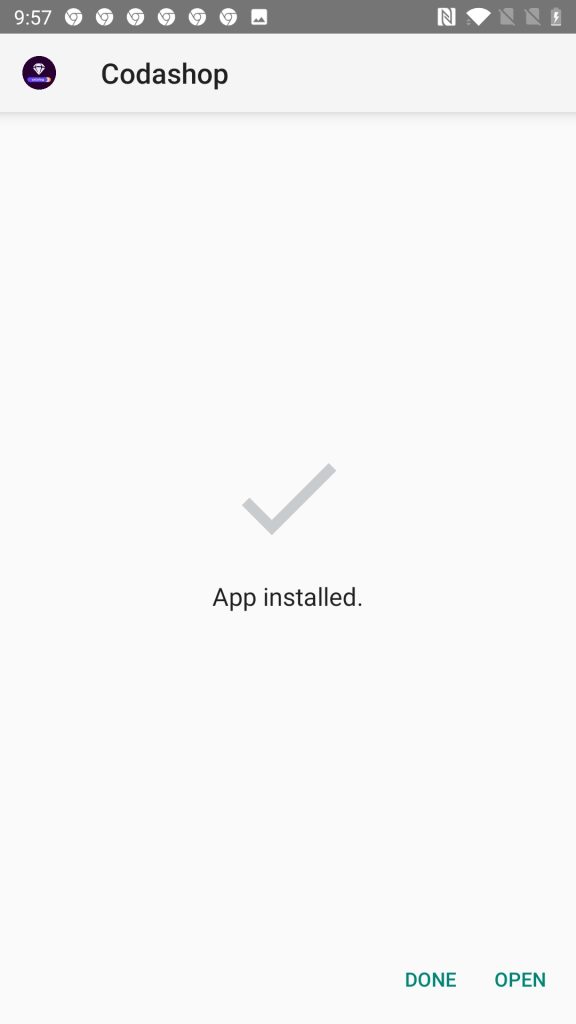 Codashop Installed