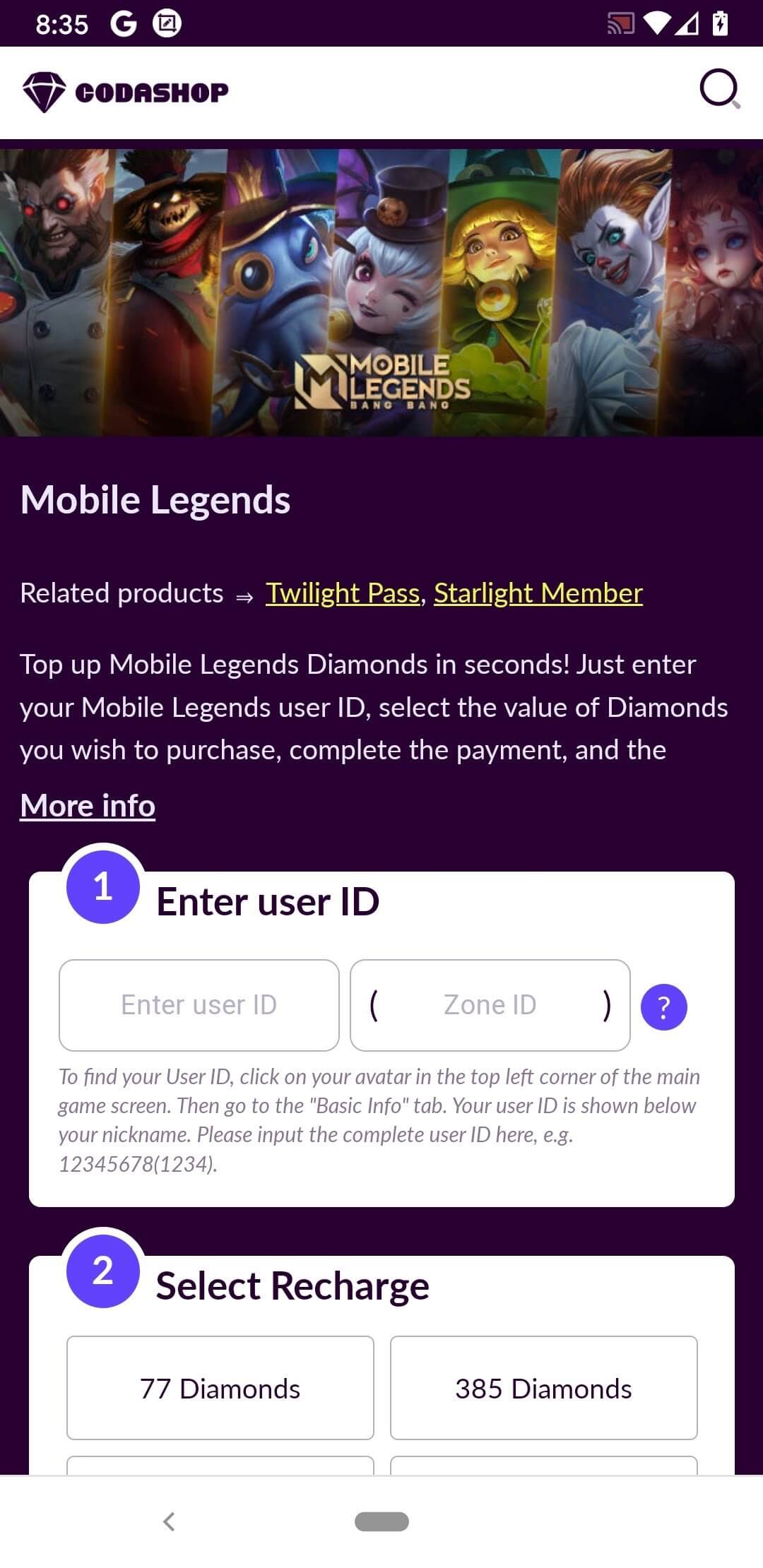 Codashop screenshot