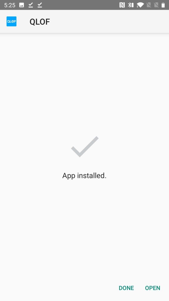 Qlof App Installed