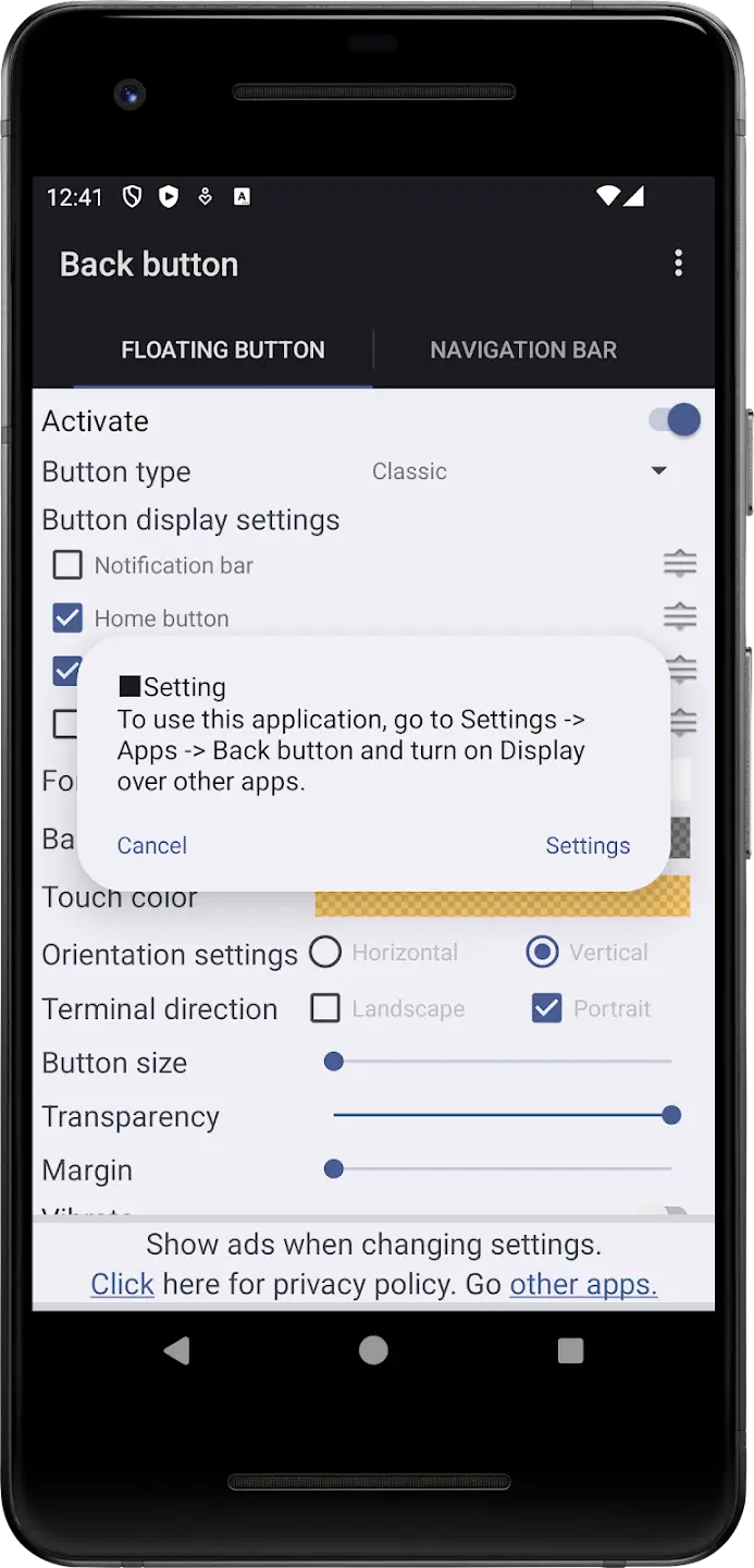 Back Button screenshot