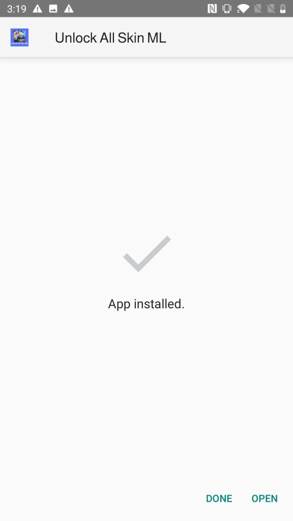 Unlock All Skin ML APK installed