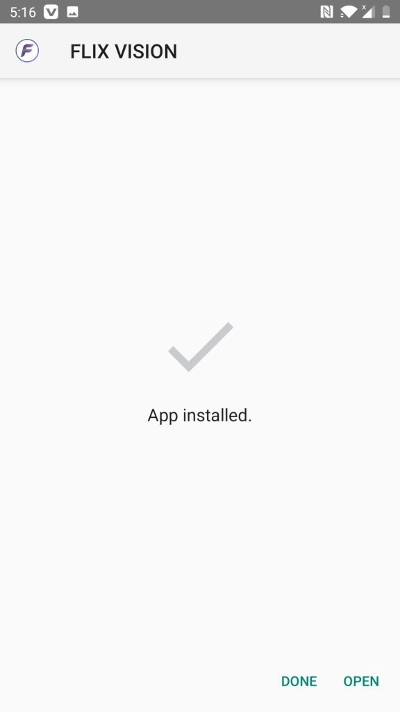 Flix Vision APK installed