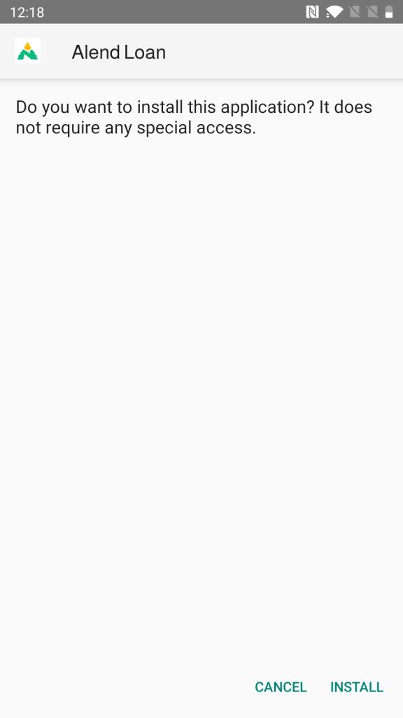 installed Alend Loan APK
