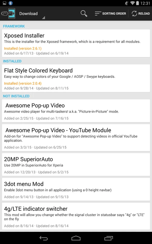 Xposed Installer screenshot