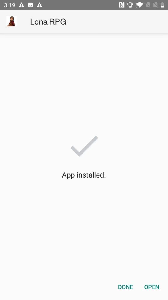 Lona RPG APK installed