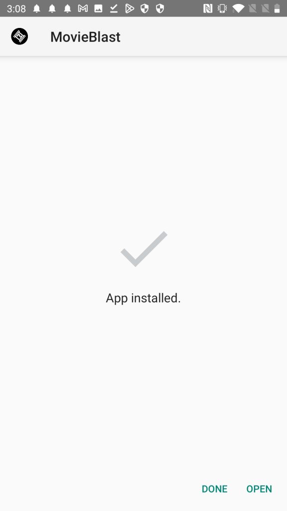 MovieBlast APK installed