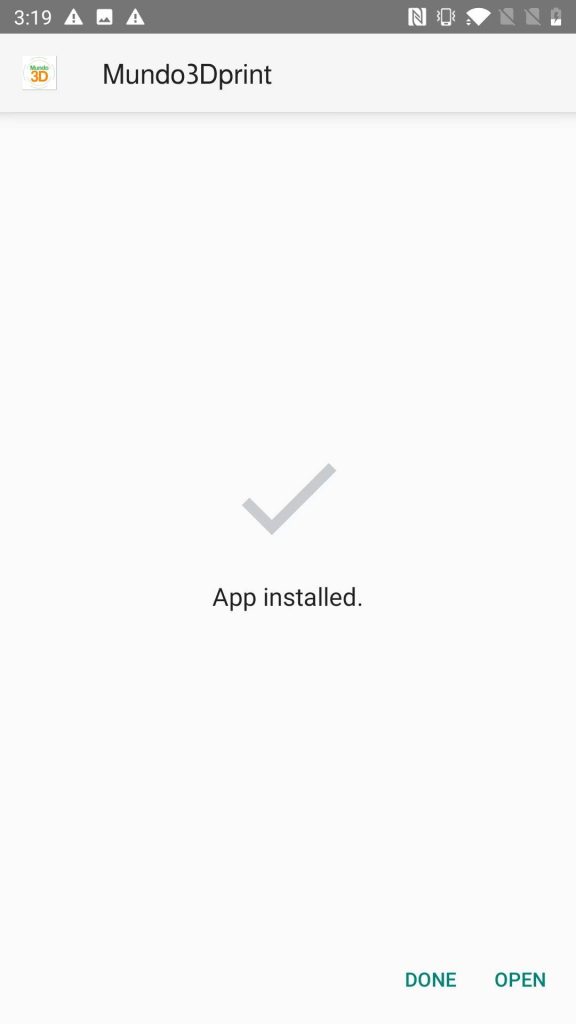 Mundo3Dprint APK installed