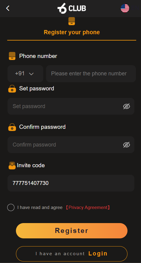 6 Club Apk registration