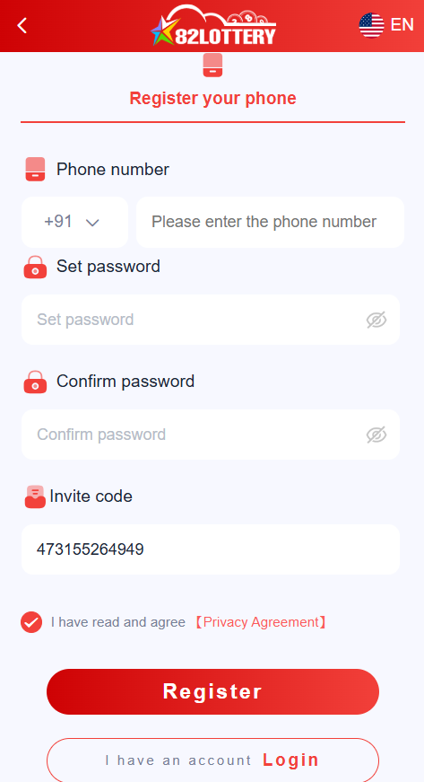 82 Lottery APK registration
