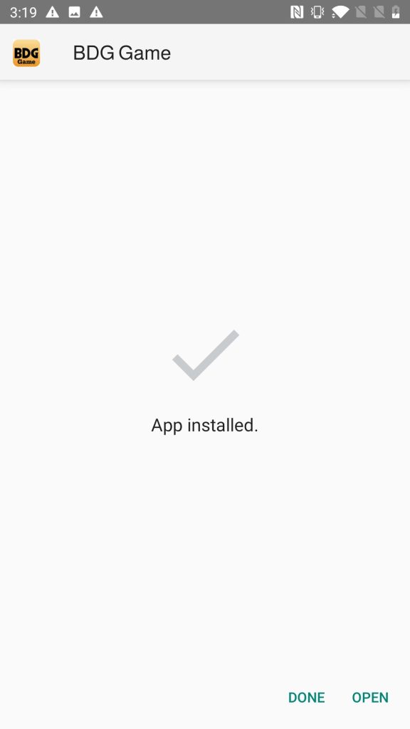 BDG Game APK installed
