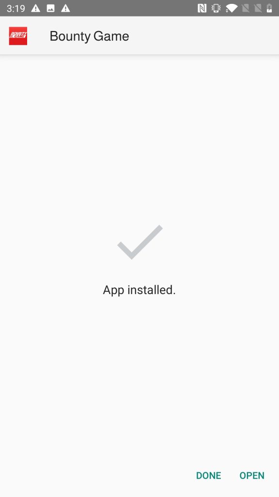 Bounty Game APK installed