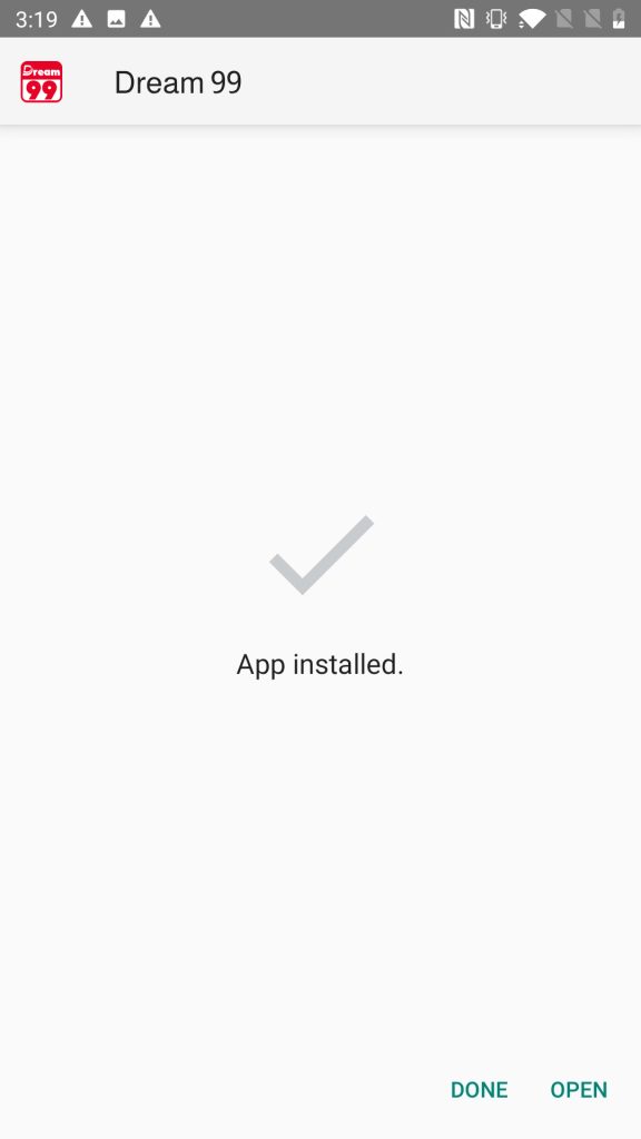 Dream 99 APK installed