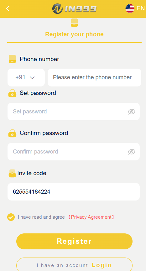 IN999 APK registration