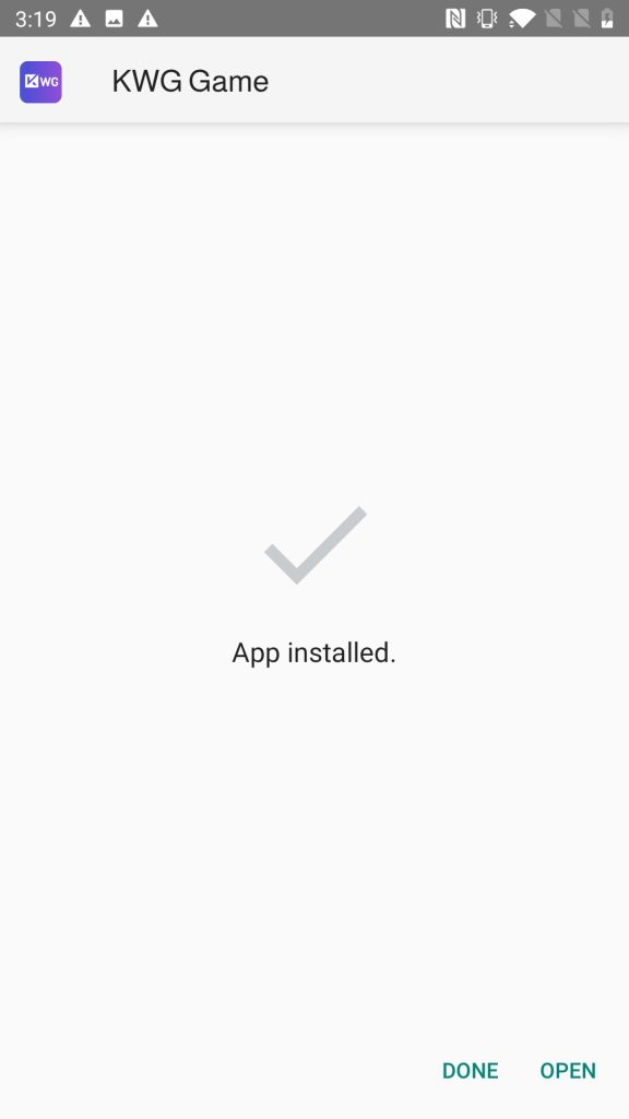 KWG Game Installed