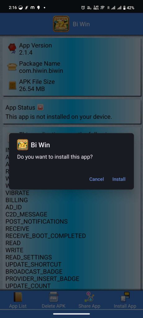 install Biwin777 APK