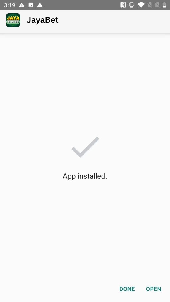 JayaBet App Installed