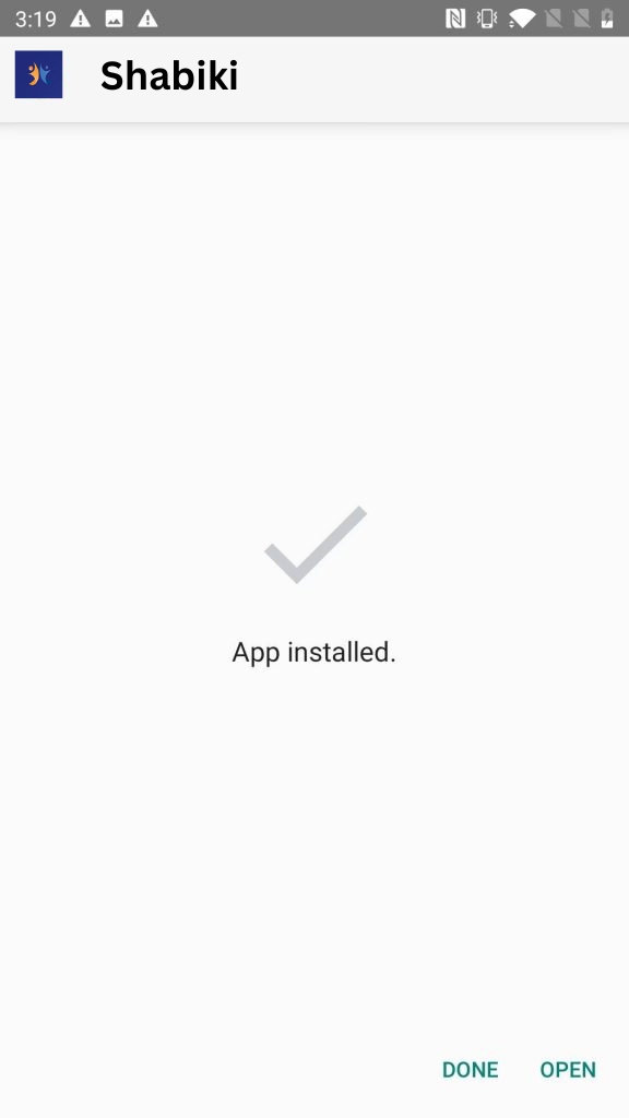 Shabiki App Installed