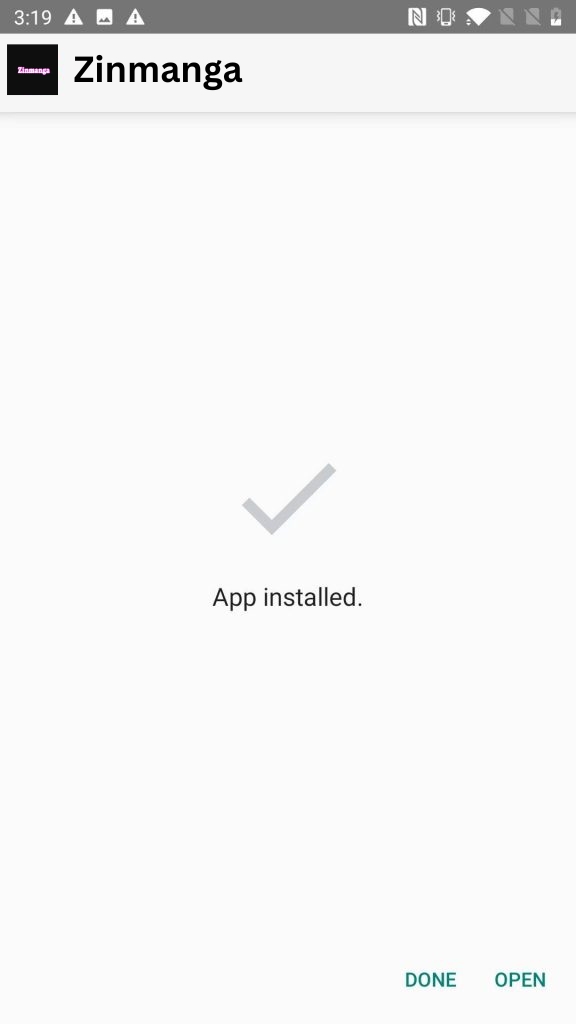 Zinmanga App Installed