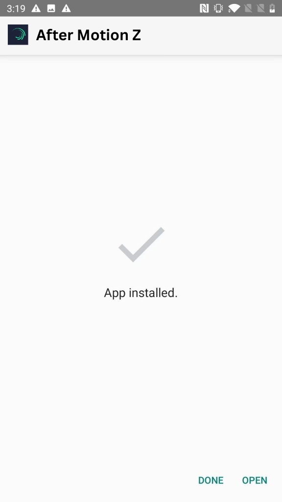 After Motion Z App Installed